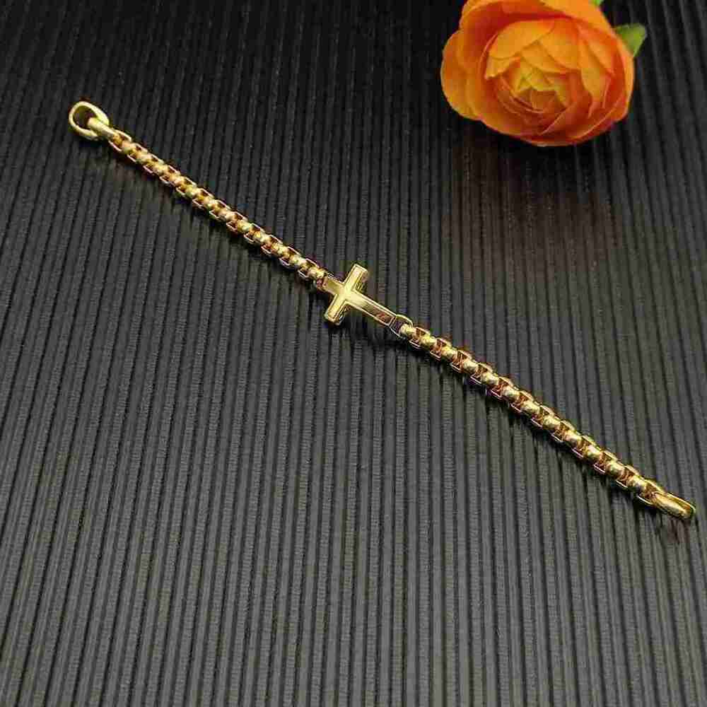 David Yurman Gold Box Chain Cross Link Bracelet Includes Brand Dust Bag - Picture 5 of 5